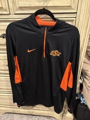 Mens Nike OSU Dri-Fit Elite Shirt 1/4 Zip Pullover Black & Orange Size L