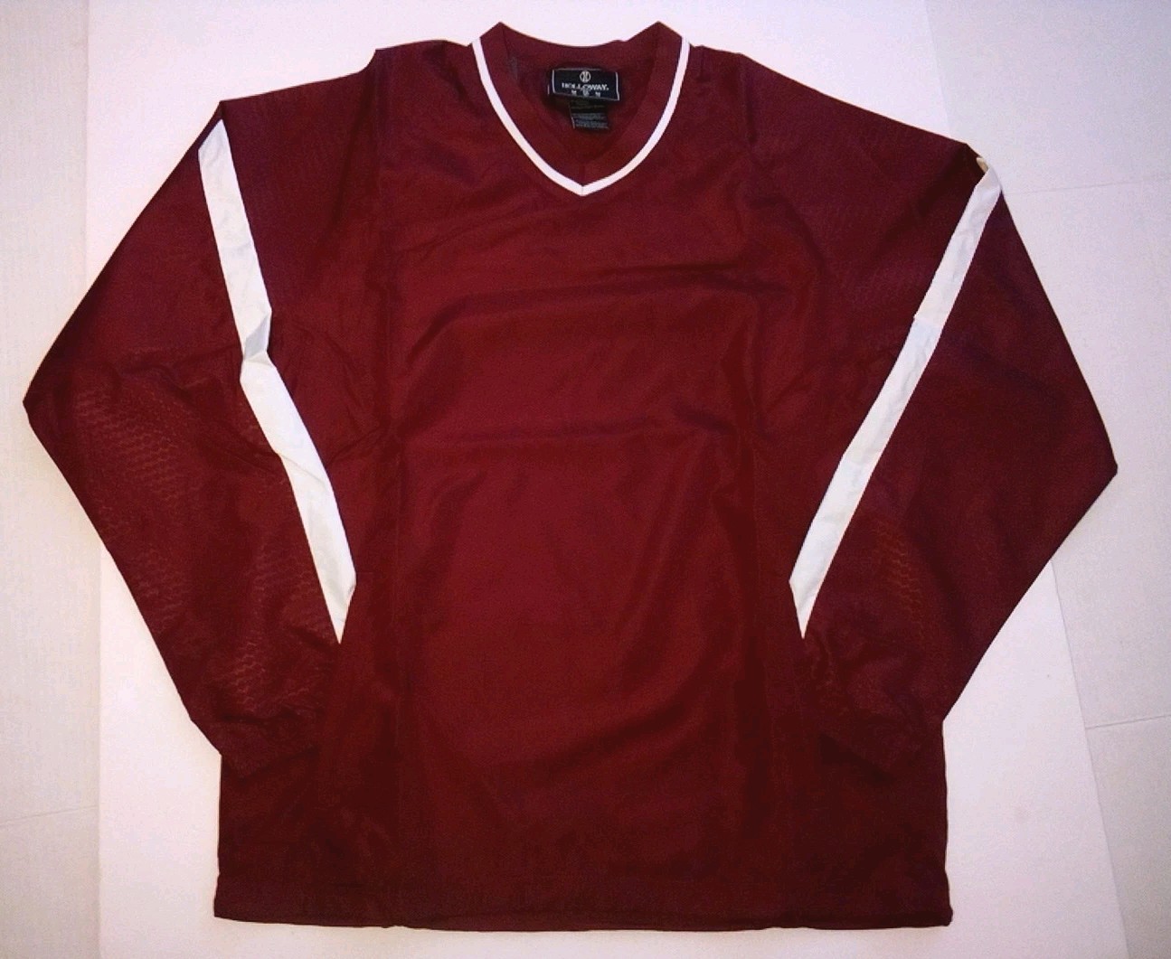 Holloway 229019 Men's V-Neck Long Sleeve Bionic Windshirt Crimson/White Sz Med gallery