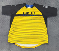 Troy Lee Designs Skyline Shirt Racing Y2K Striped Short Sleeve Yellow Men XL