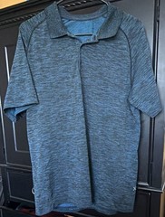 Lululemon Men’s Heathered Blue Polo Shirt XL Short Sleeve Breathable Golf
