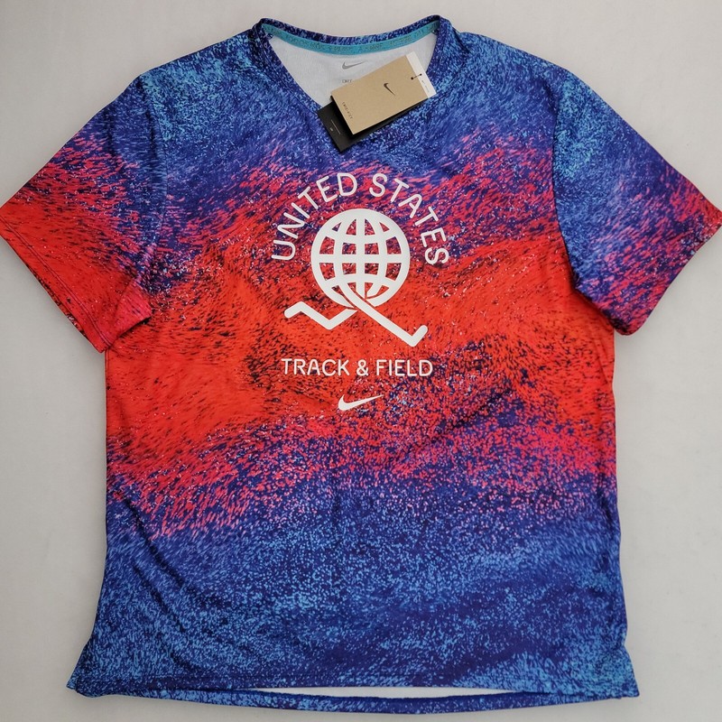 Nike Men's Dri-Fit USA Miler Track Field Running Top T-Shirt Size S Short Sleeve gallery