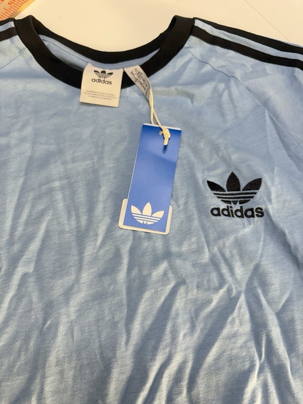 Adidas Men’s Adicolor Jacquard Ash Blue Jersey Shirt Small NWT Trefoil logo $35 gallery