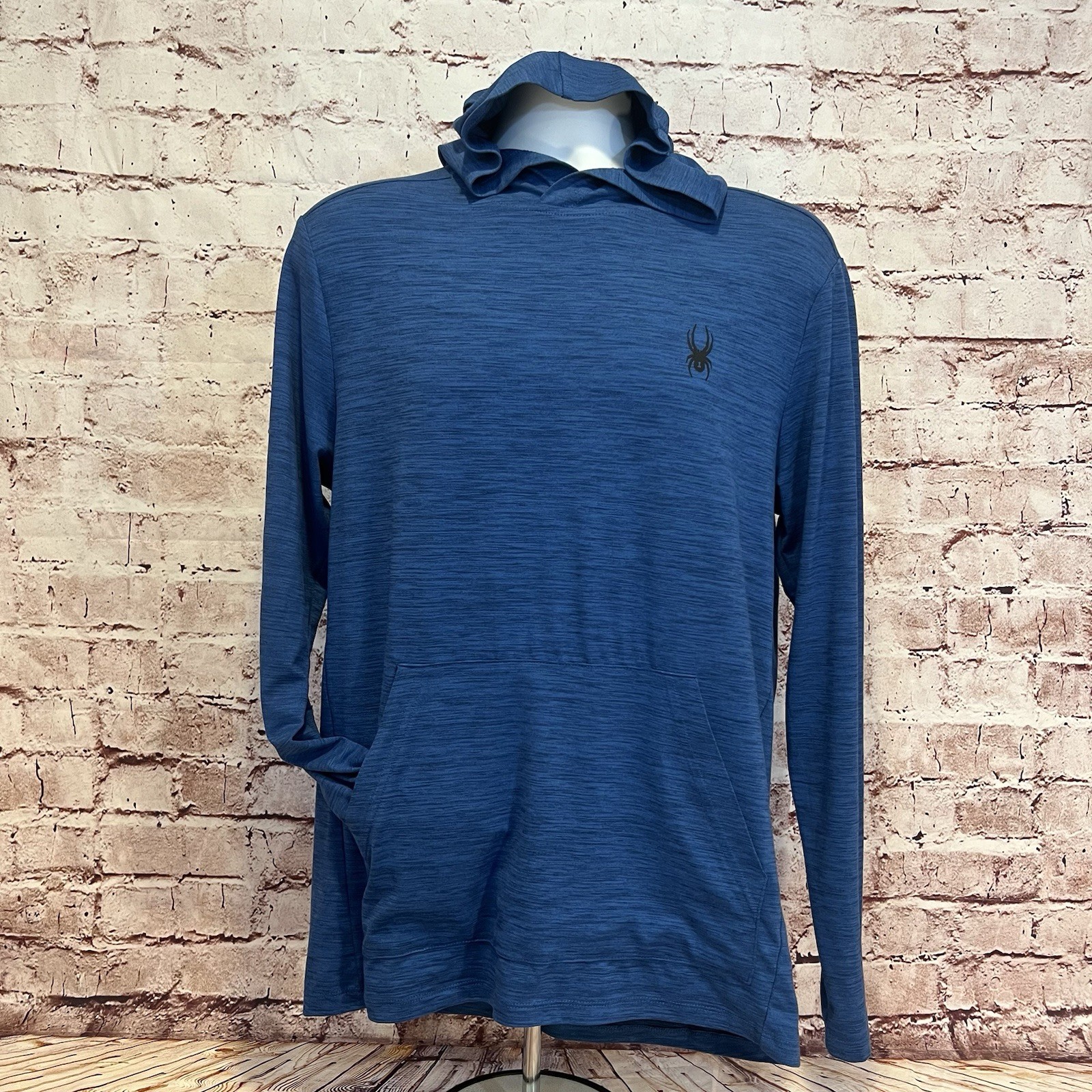 Spider Active ProWEB Men’s Blue Long Sleeve Performance Hoodie Shirt Size Medium gallery