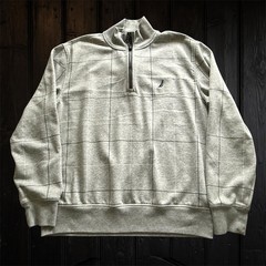Vintage Nautica 1/4 Zip Pullover Shirt Gray Men’s L Windowpane Check Lightweight