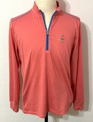 Johnnie-O Golf Pullover Pink Coral Performance Quarter Zip Men Medium
