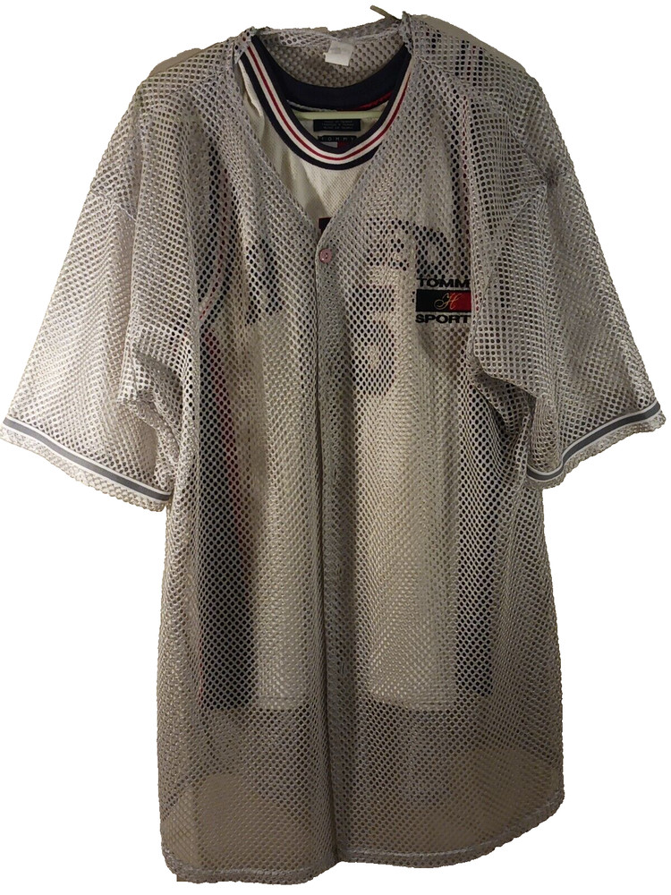 Tommy Hilfiger Sport Jersey Shirt Size Large & See Through Mesh Lot Vintage 90s