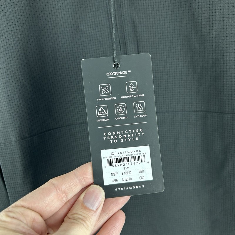 7 Diamonds Oxygenate 1/4 Zip Pullover Size S Anti-Odor Quick Dry Stretch Black gallery