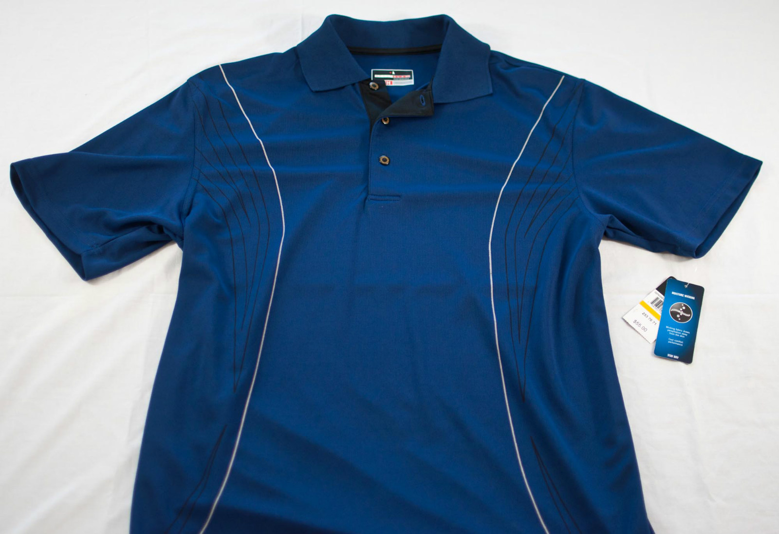 men's Grand Slam size small short sleeve pull over blue collar 3 button at neck gallery