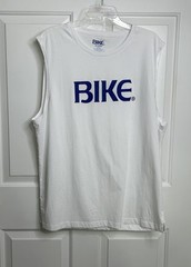 BIKE Tank top Men’s 2XL White Sleeveless Muscle Shirt With Blue Logo READ**