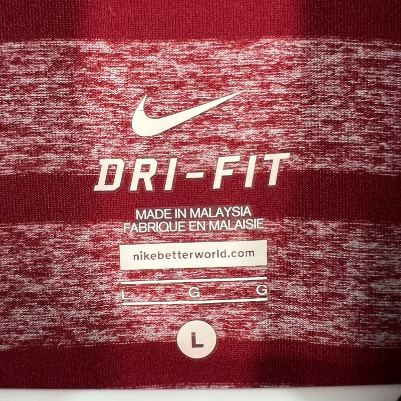 Nike Pullover Shirt Mens Large Red Striped Long Sleeve 1/4 Zip Dri Fit Run Golf gallery