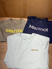 Lot of 3 Marmot Mens 2XL Blue And Green Athletic Performance T-Shirts