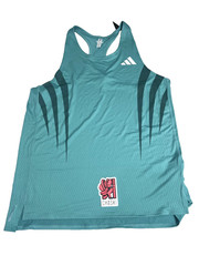 adidas Adizero Archive Running Singlet Powder Teal Men Medium JV9307 NEW
