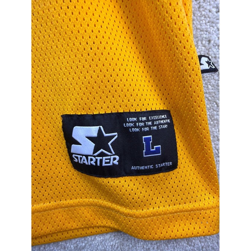 Vintage Starter Muscle Shirt Mens Large Yellow Mesh Athletics Sleeveless Tee Y2K gallery