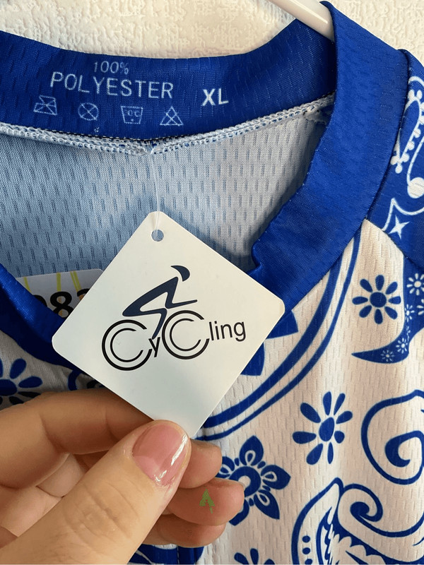 Frelsi Blue Serenity Long Sleeve Cycling Jersey Mens Size XL Blue White Paisley gallery