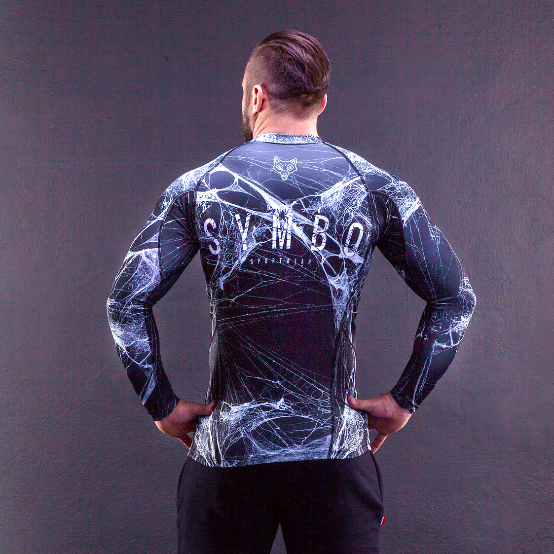 Spider Web Long Sleeve Shirt Mens RASHGUARD Thermal Active Compression Sports Fitness gallery