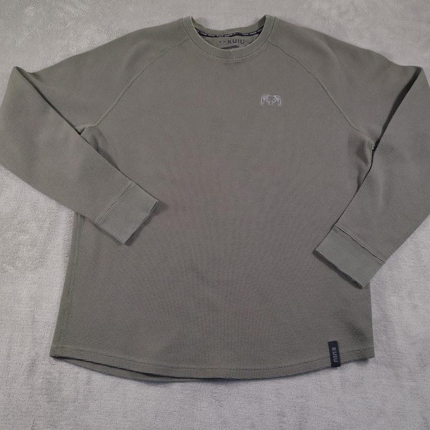KUIU Shirt Mens Medium Green Thermal Waffle Knit Long Sleeve Hunting Base Layer gallery