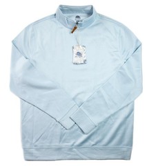 Havana Jim Mens 1/4 Zip Shirt M Pullover Long Sleeve Mock Neck Light Blue $95