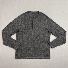 Lululemon Surge Henley Mens Large Heathered Gray Rulu Running Thumb Holes