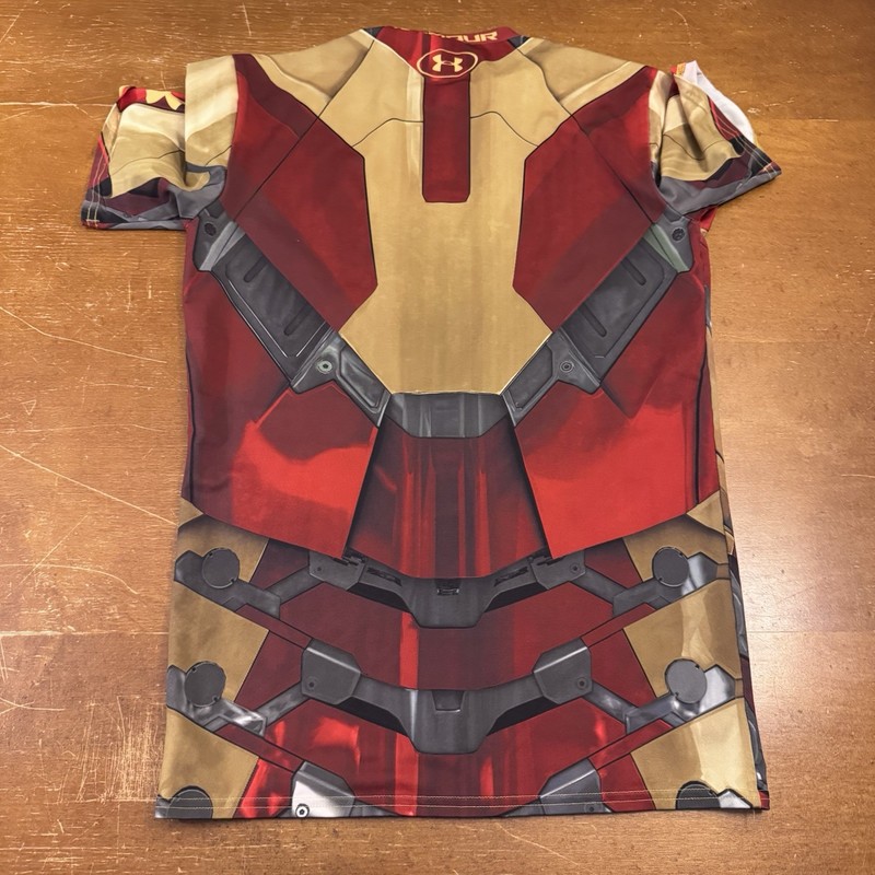Marvel Under Armour Iron Man Shirt Mens Large Red Gold Compression HeatGear gallery