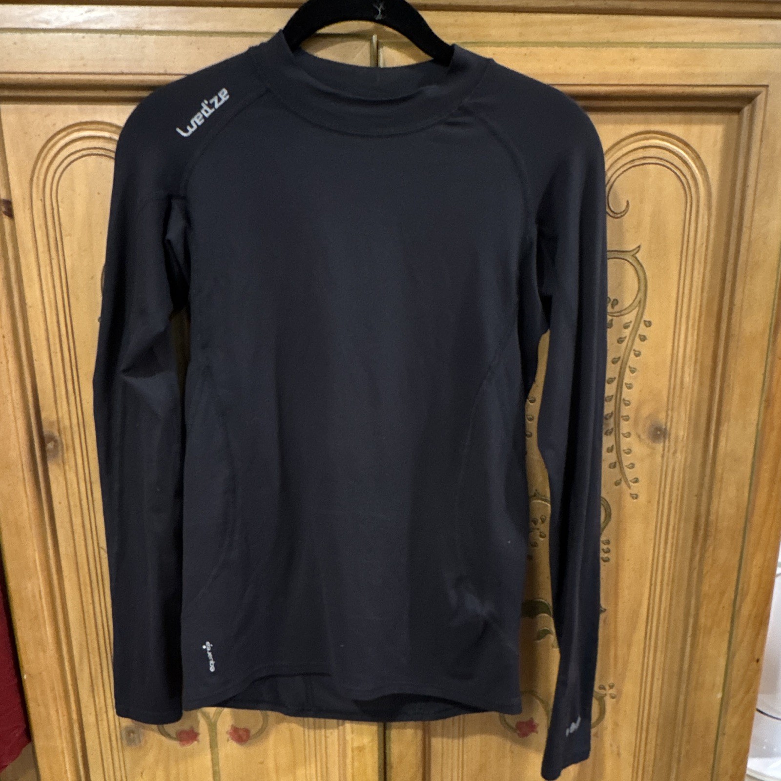 Wedze Men's small long Sleeve Athletic Fit Stretch T-Shirt base layer black gallery