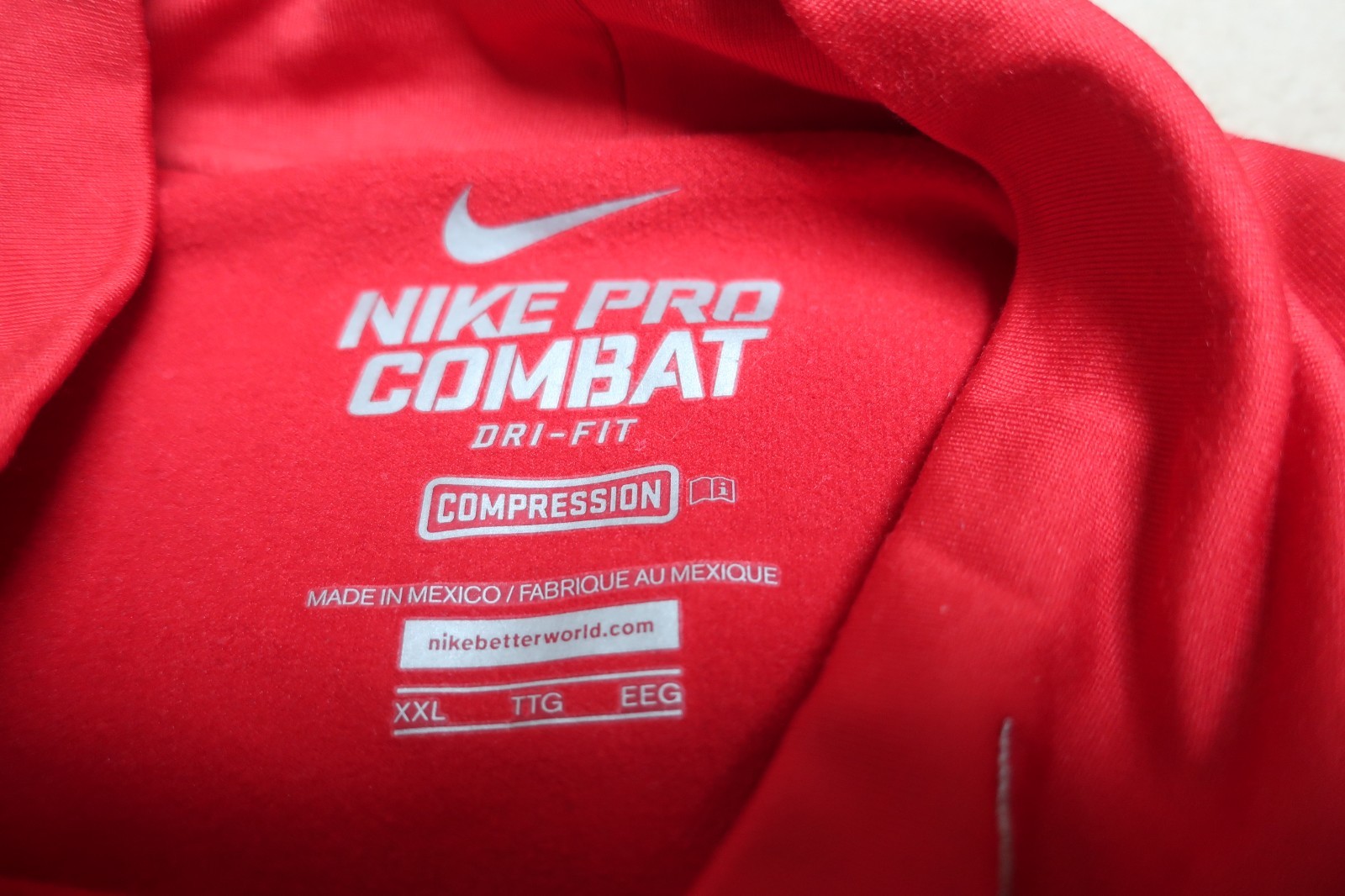 Nike Red Pro Combat Long Sleeve Dri-Fit Compression Shirt Size XXL gallery