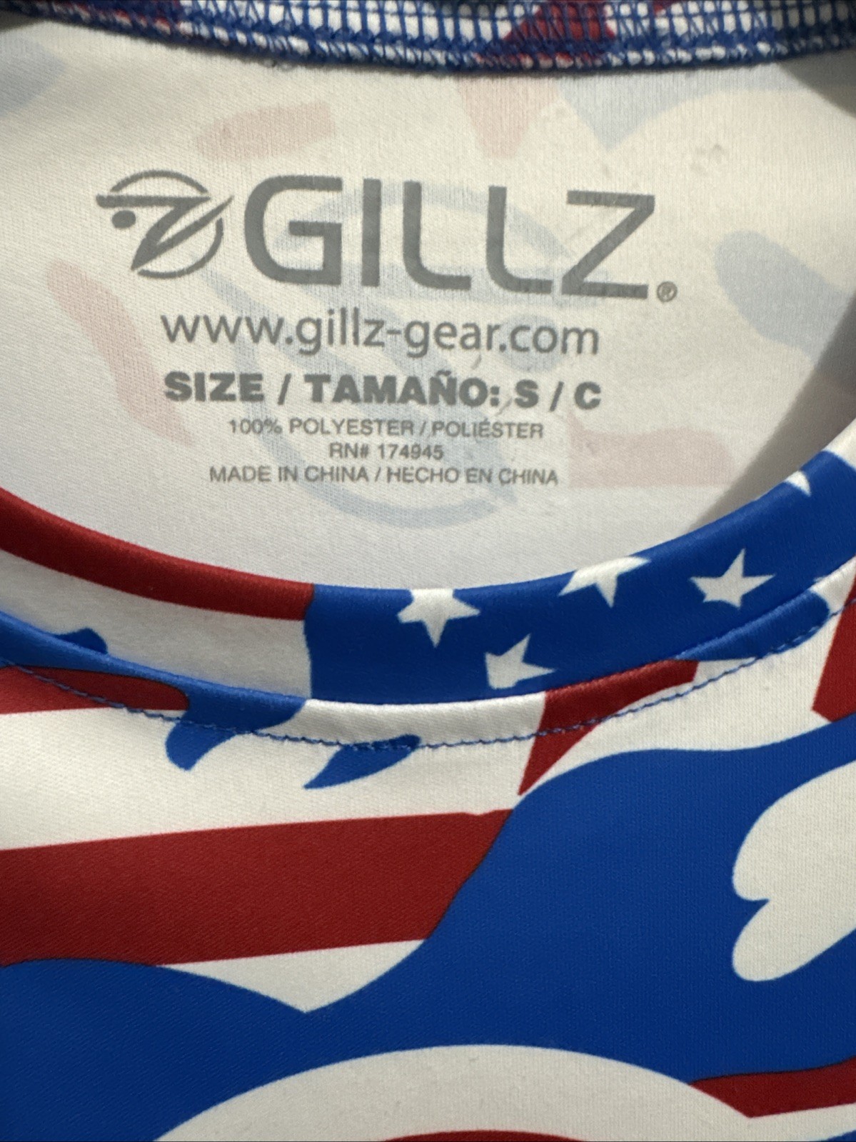 Gillz Fishing Shirt Mens Size Small Long Sleeve USA Flag Americana Camo Patriot gallery