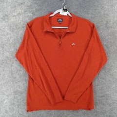 Fish Hippie Shirt Mens Medium Long Sleeve Orange 1/4 Zip Soft