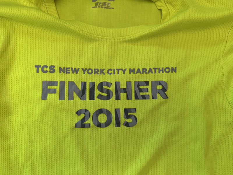 New York City Marathon Finish Shirt 2015 Neon Yellow Medium mens gallery