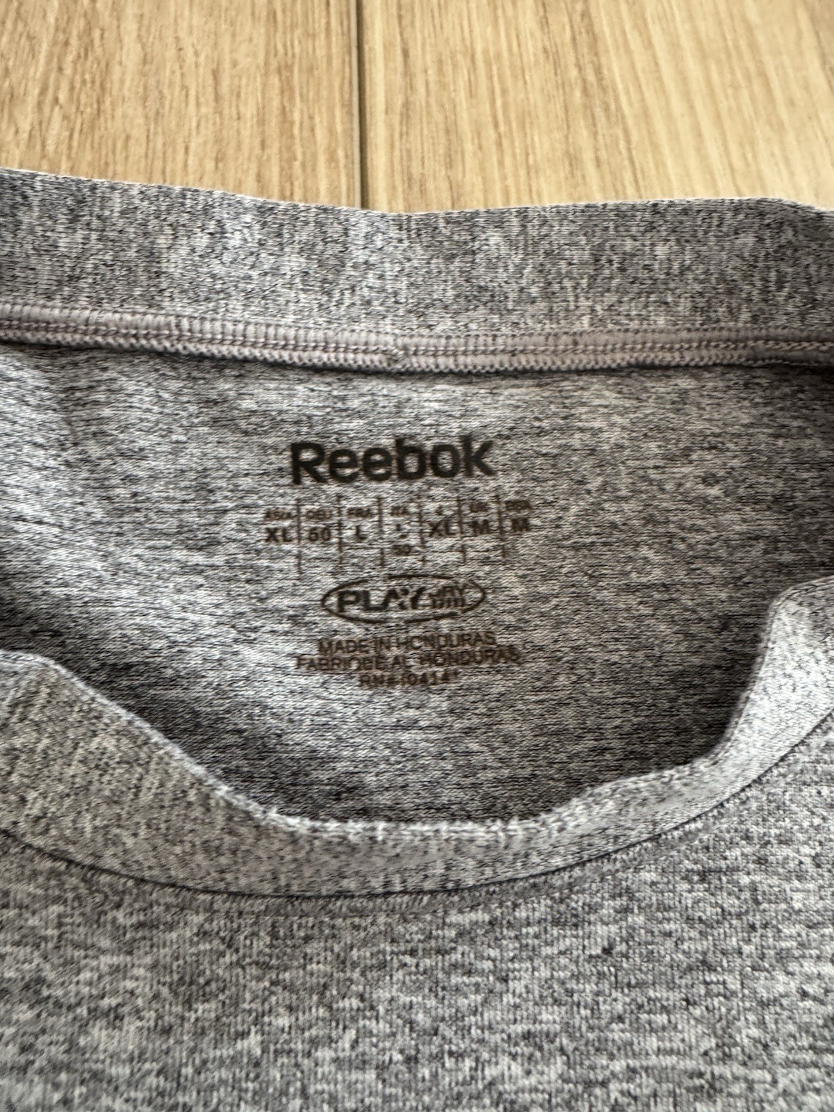 Reebok PLAYDRY Men's XL Gray Crew Neck Long Sleeve Activewear T-Shirt Polyester gallery