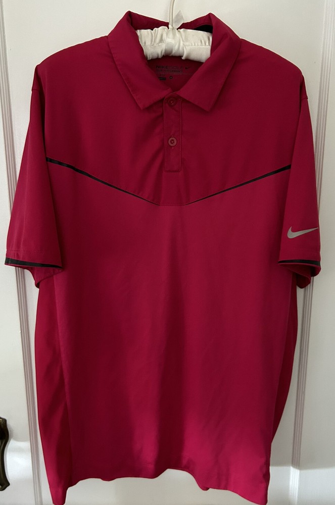 Nike Shirt Mens Size Medium Pink Magenta Polo Golf Tour Performance Dri Fit SS
