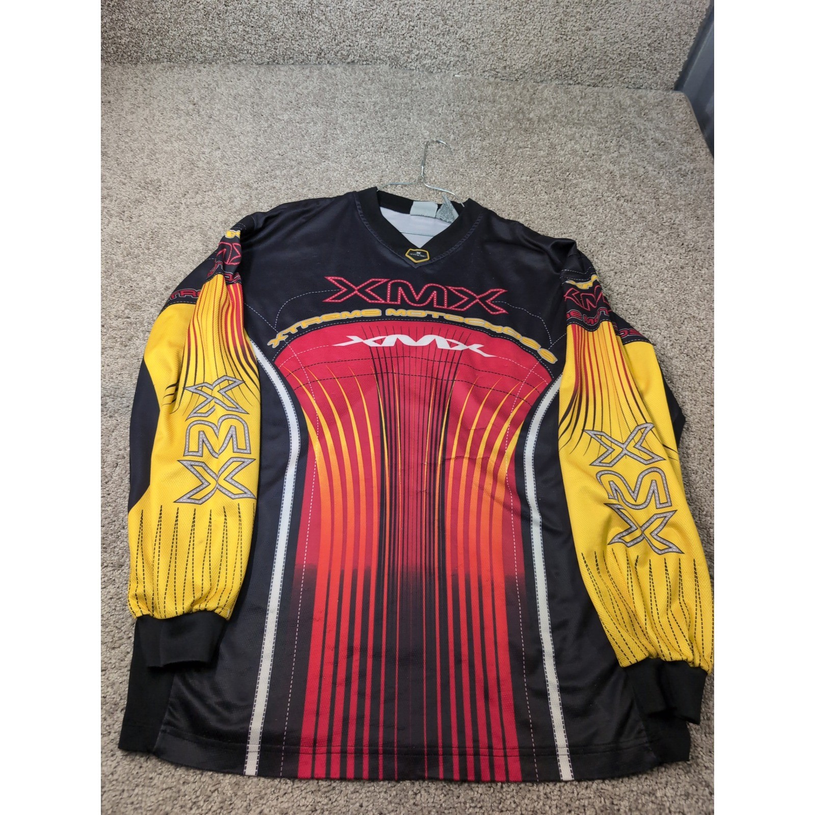 XMX Motocross Jersey Long Sleeve Athletic Works Mens Red Yellow Black L gallery