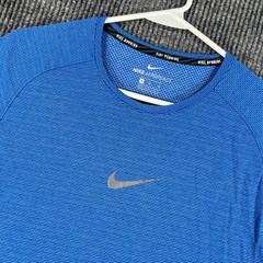 Nike Aeroreact Shirt Mens Medium Blue Short Sleeve Running Active Workout Gym