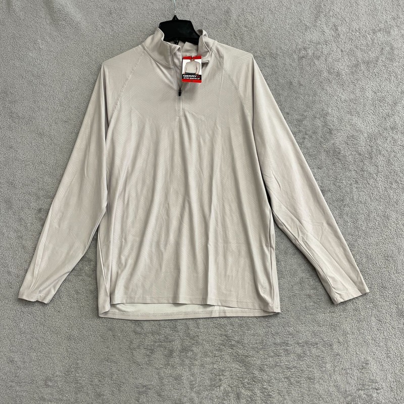 Gerry Men's M Active Quarter Zip Pullover Long Sleeve Shirt Light Gray i1750 gallery