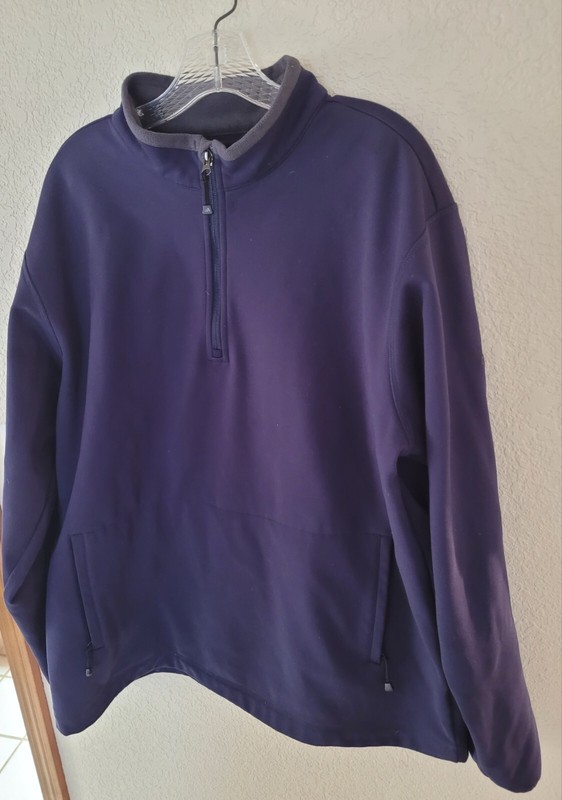 Adidas Men's Clima-Proof Wind 1/4 Zip Pullover Long-sleeved Navy Size: XL 30" L gallery