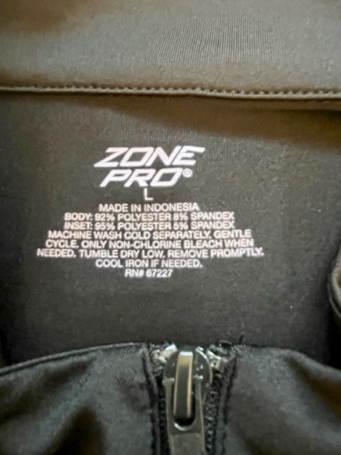 Zone Pro Athletic Quarter Zip Pullover Moisture Wicking Active Black Gray Size L gallery