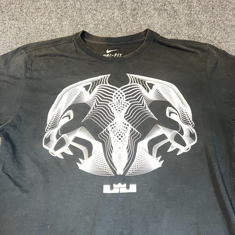 Nike Dri Fit Shirt Men's Medium Black Lebron James Short Sleeve Crew Neck EUC gallery