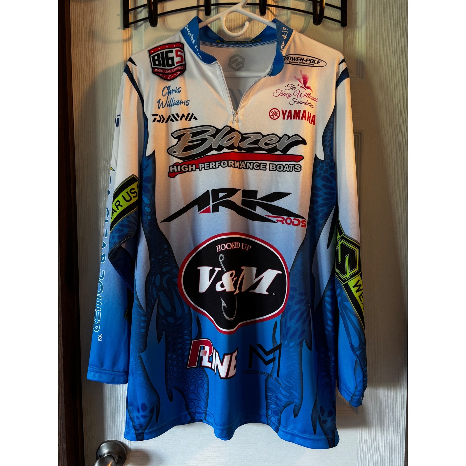 Mens Blazer Boats Fishing Jersey Long Sleeve Blue White Chris Williams gallery