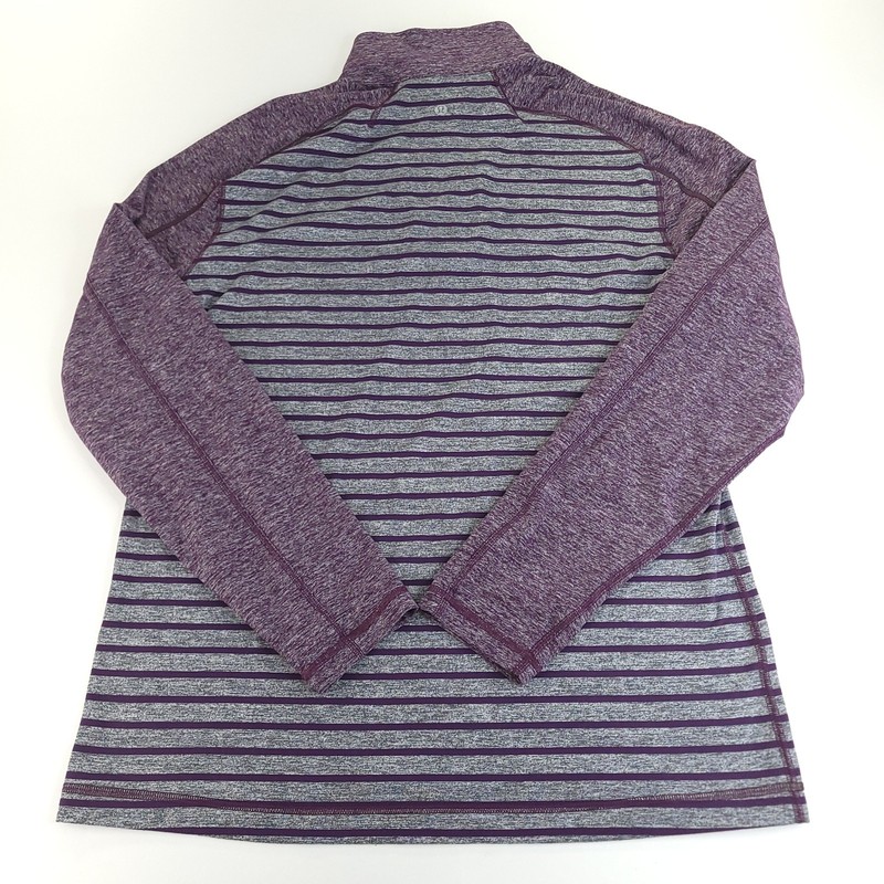 Lululemon Shirt Mens XL Purple Gray Striped Quarter Zip Raglan Sleeve Pullover gallery