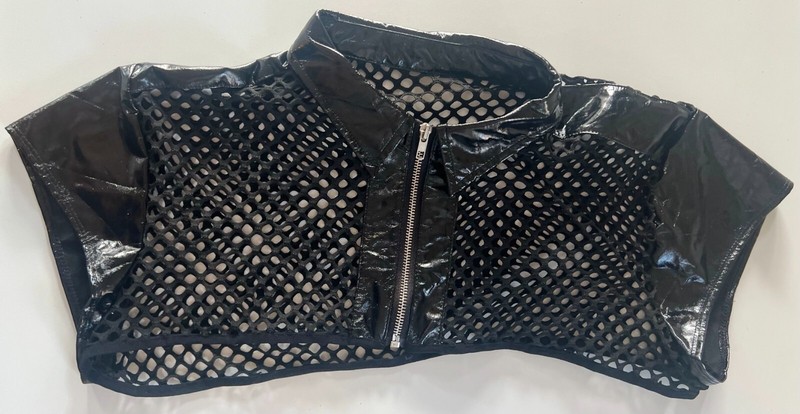 MEN'S SHINY ZIP FRONT CROPPED MESH TOP LARGE (NEW) gallery