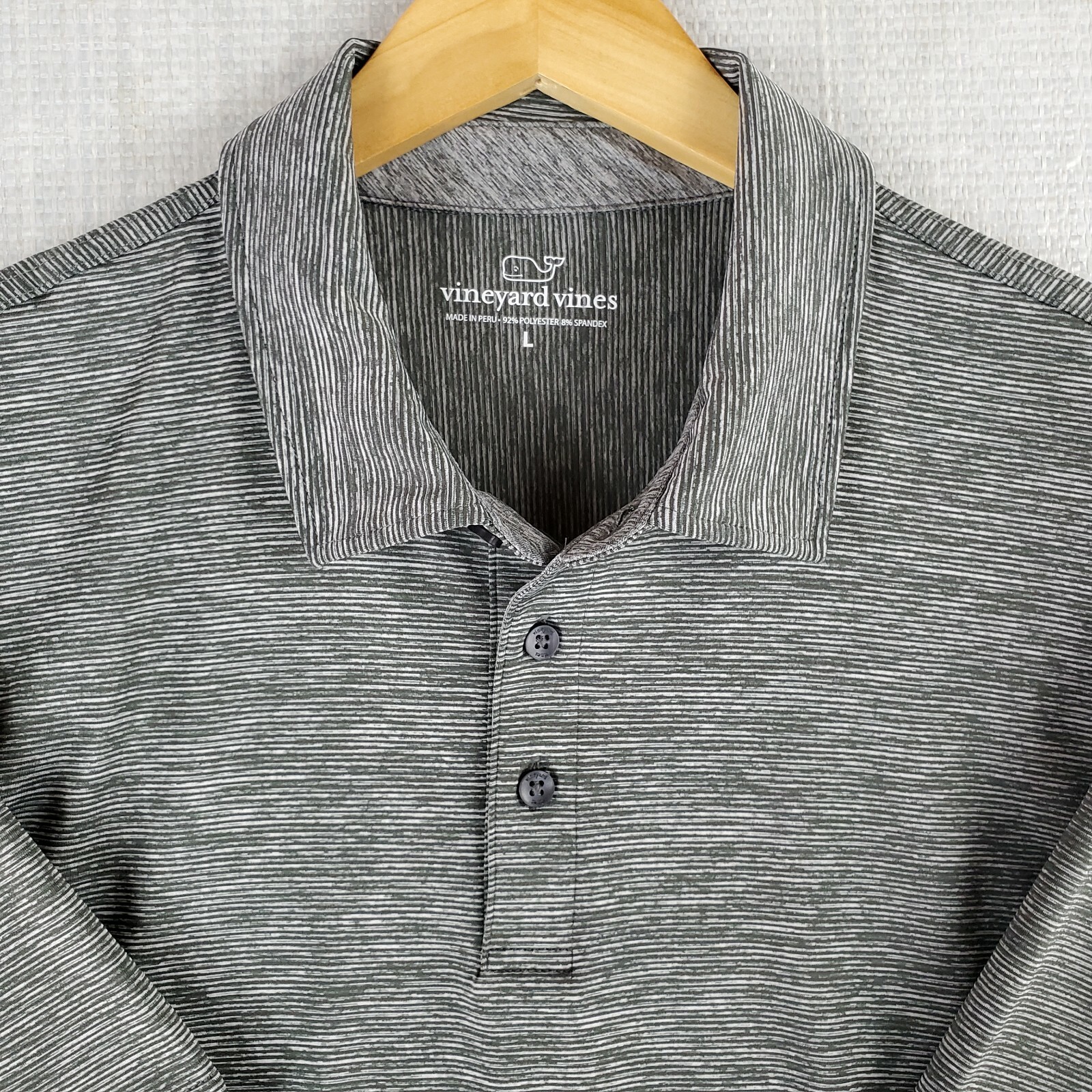 NWOT VINEYARD VINES Size Large Performance Gray Microstripe Polo Shirt Mens Golf gallery