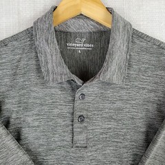 NWOT VINEYARD VINES Size Large Performance Gray Microstripe Polo Shirt Mens Golf