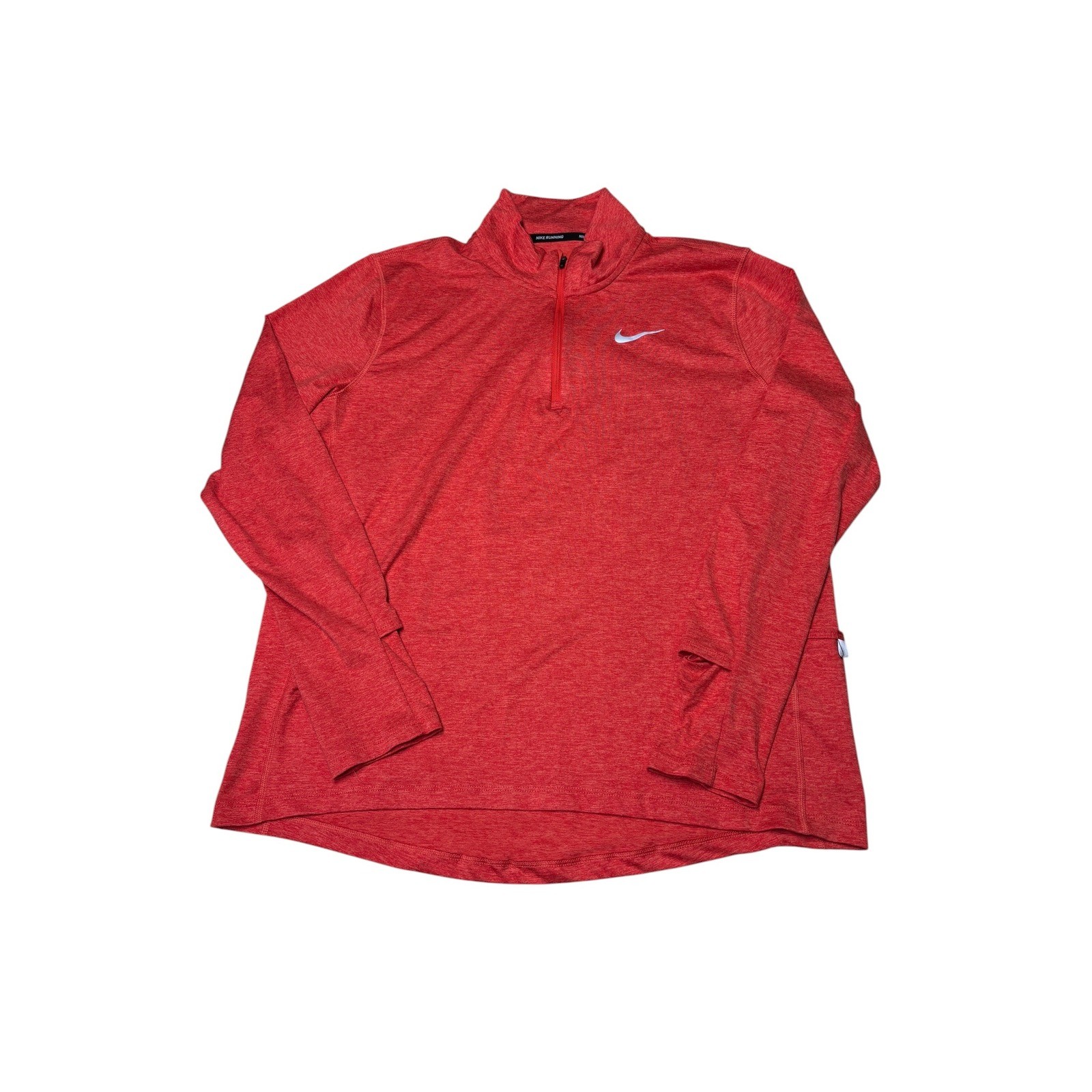Nike Running Dri-FIT 1/4 Zip Pullover Red Heather Mens L Thumbholes Reflective gallery