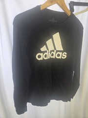 adidas Amplifier Tee Men’s Long Sleeve Crew Neck Logo T-Shirt Black Cotton S/P