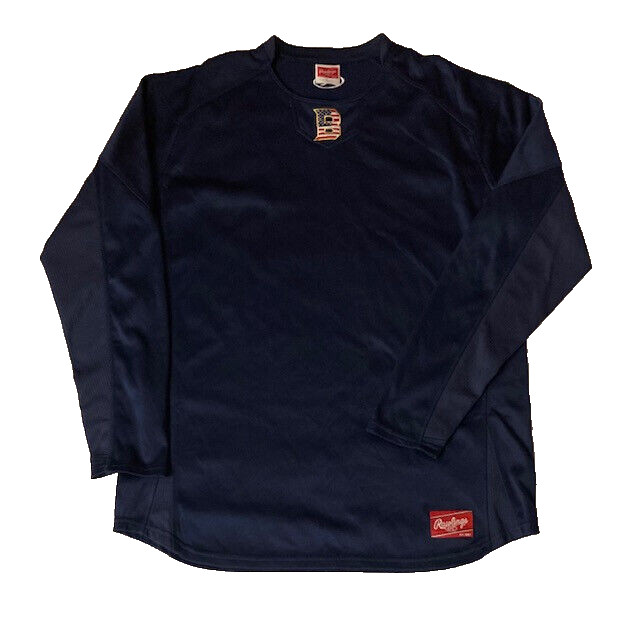 Rawlings Long Sleeve Baseball Practice Jersey Mens Large Navy Blue Base Layer gallery