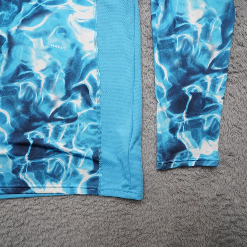 Habit Fishing Shirt Mens S Blue Graphic Water Long Sleeve Hooded Light Sunprotec gallery
