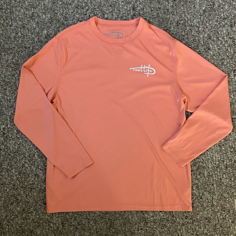 Reel Life Performance Long Sleeve Fishing Shirt Men's Large Orange UV50 Lot Of 2 gallery
