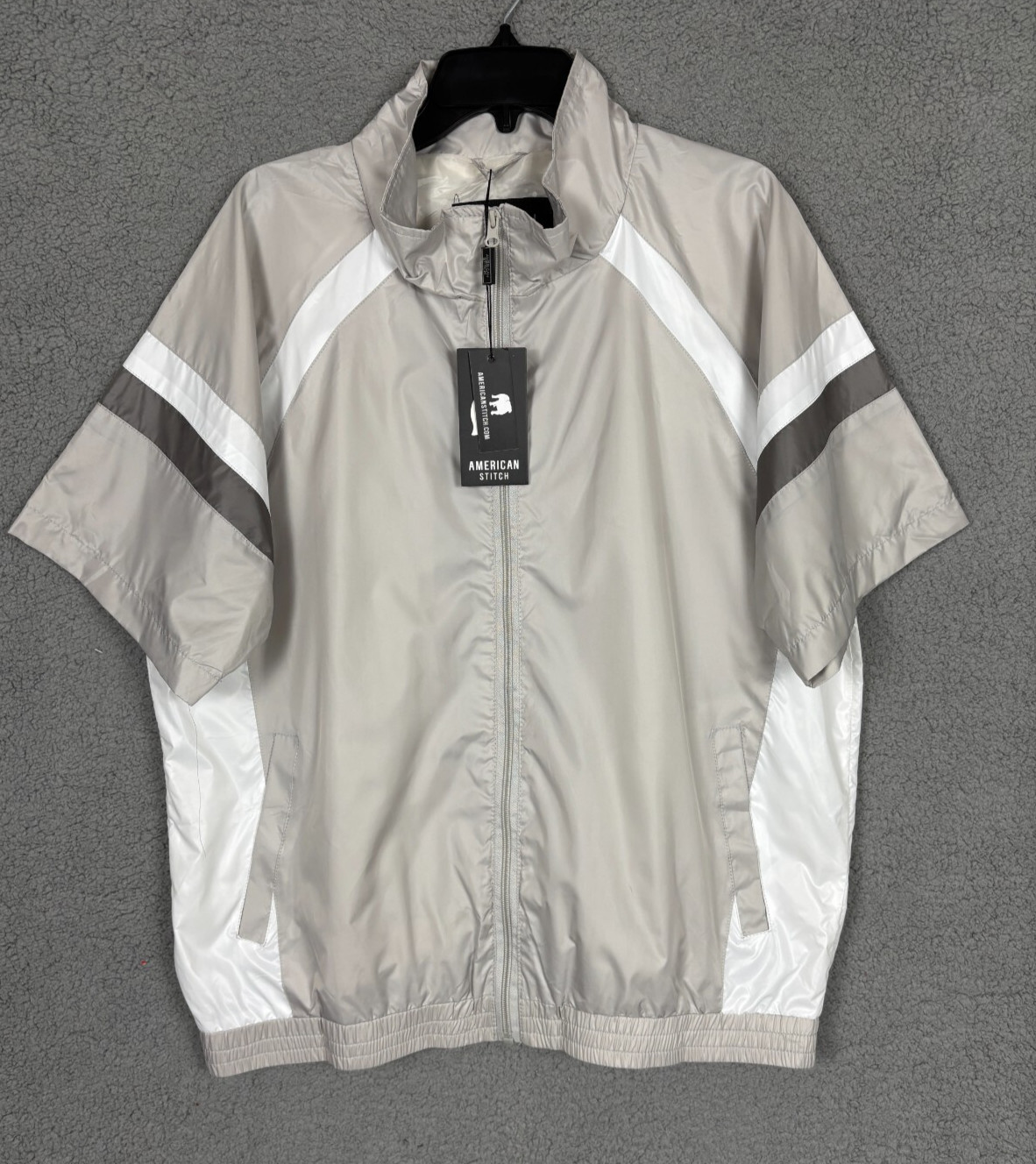 American Stitch Men's Full-Zip Colorblock Nylon Top Gray Large NWT's. gallery