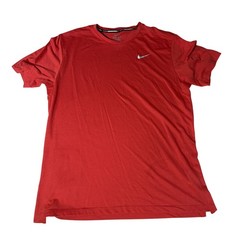 Nike Running Mens Dri-FIT Red Mesh Short Sleeve T-Shirt Back Zip Pocket Size L