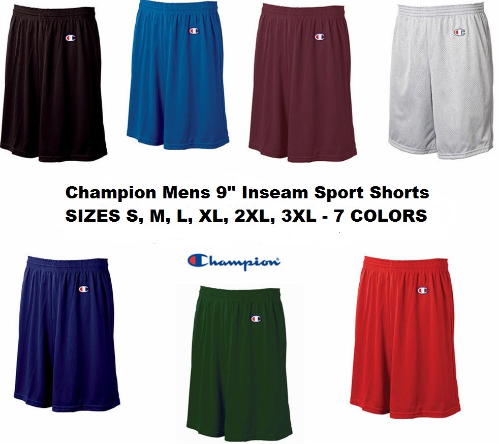 Champion Mens NEW Size S-3XL Athletic Poly Mesh Gym 9" Inseam Basketball Shorts gallery