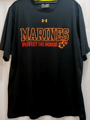 Under Armour Marines Protect This House HeatGear Shirt Mens Medium Black Loose
